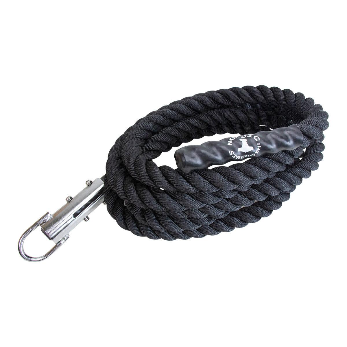 Battle rope på 8 meter med 38 mm diameter, gummihåndtag og eyelet til fastgørelse
