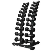 VirtuFit hex håndvægtsæt fra 1 til 10 kg opstillet i tilhørende stativ
