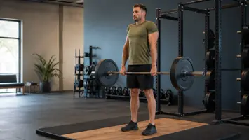 Shrugs med vægtstang der opbygger kraftige trapezius-muskler