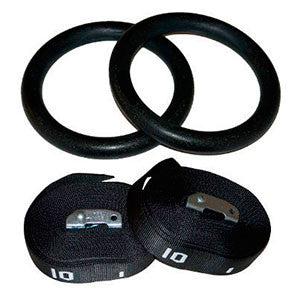 Sorte gymnastikriunge i ABS-plast til bodyweight træning og rings-øvelser