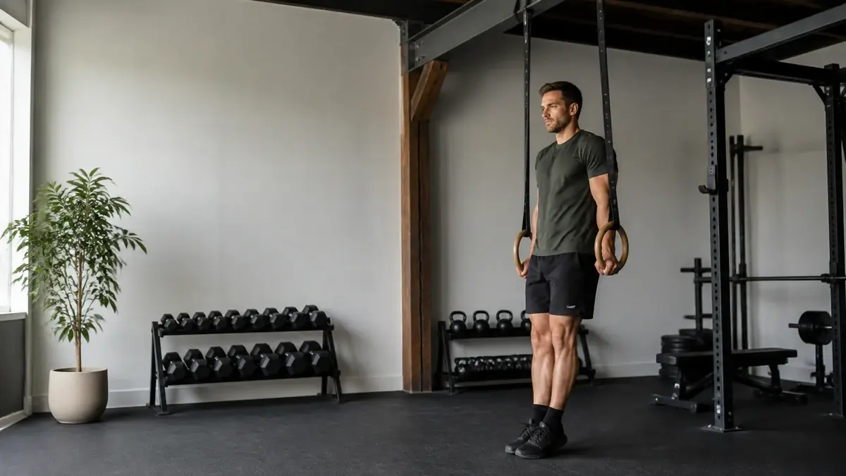 Illustration af gymnastikringe med ophæng