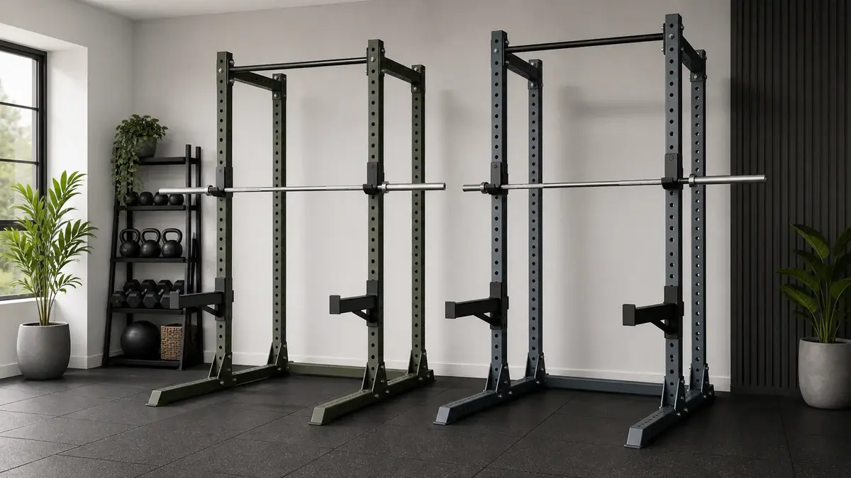 Illustration af squat rack til hjemmegym