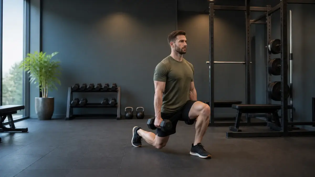 Lunges med håndvægte til ben og baller