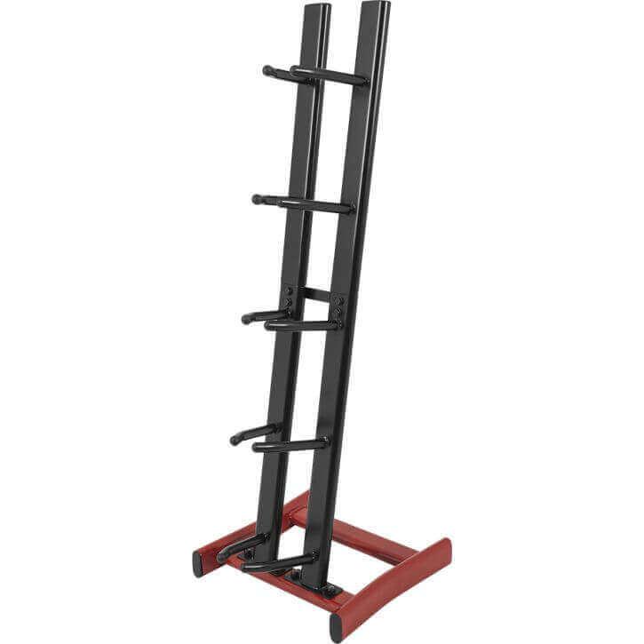 Sort medicinbold rack/stativ med plads til fem bolde til organiseret opbevaring i hjemmegym