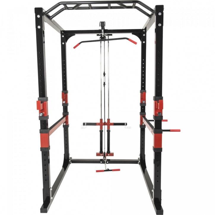 Power lifting station til hjemmegym med squat og bænkpres setup