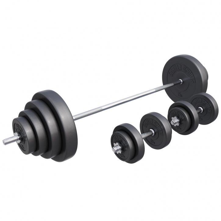 Komplet 100 kg vægtsæt med stænger og skiver og stjerneluk