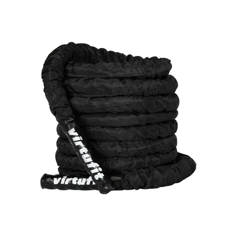 VirtuFit battle rope på 9 meter i sort polyester med beskyttet yderbeklædning