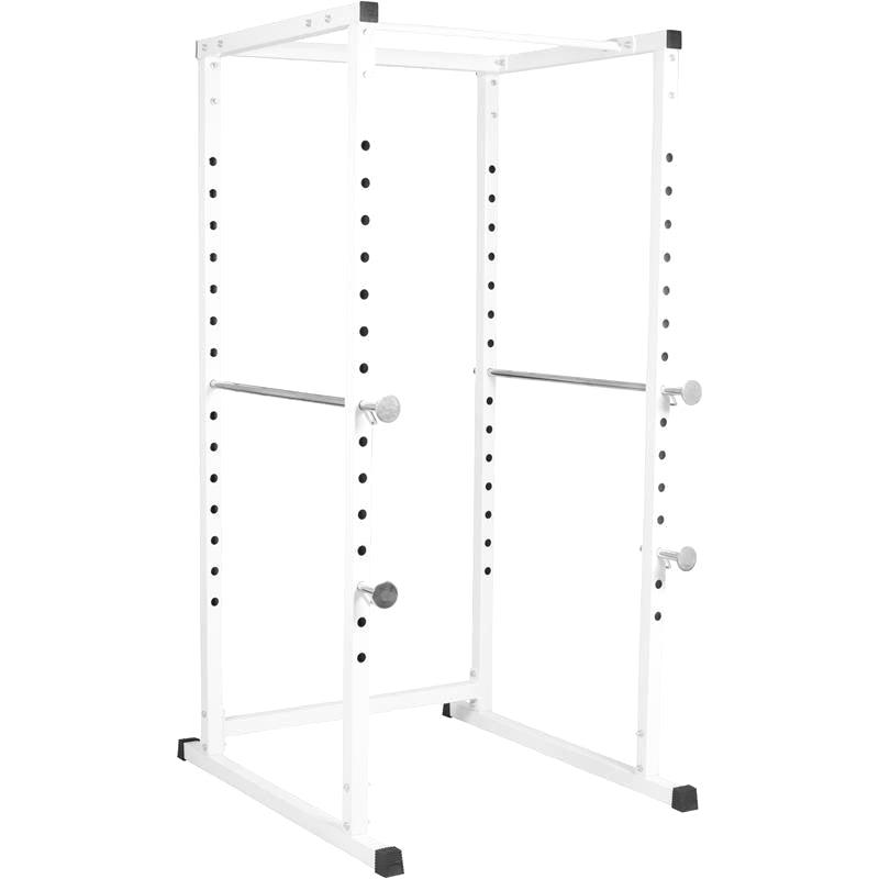 Billig power rack med fire søjler og sikkerhedsarme til hjemmegym