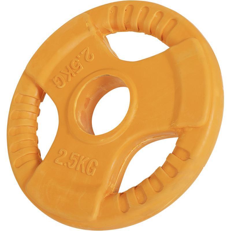 Gummibeklædt 50 mm vægtskive på 2,5 kg med integreret greb til nemt håndtering