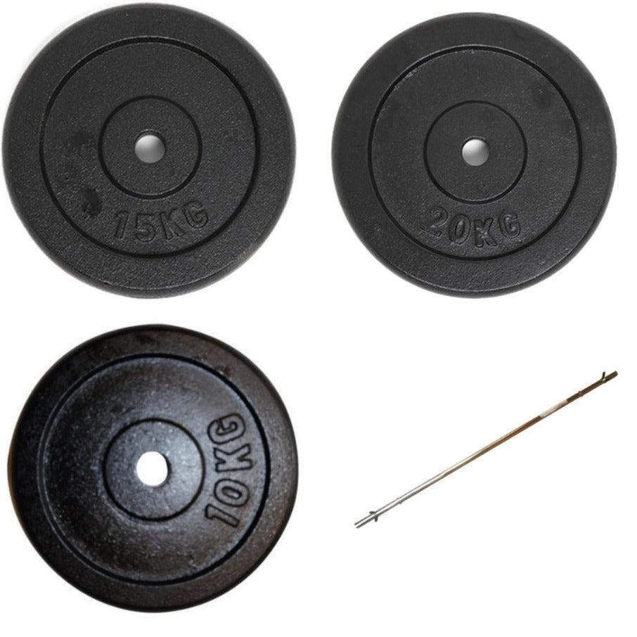 100 kg vægtstangssæt med 30 mm standard og jernvægtskiver