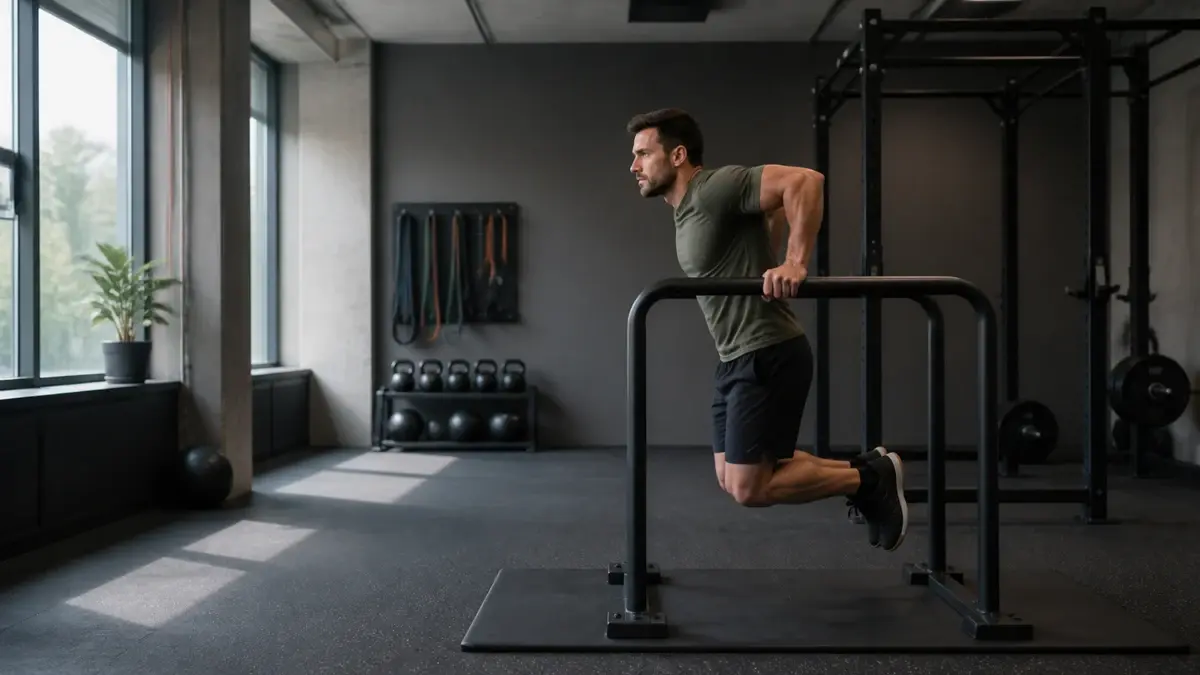 Dips teknik i dipsstativ til bryst og triceps