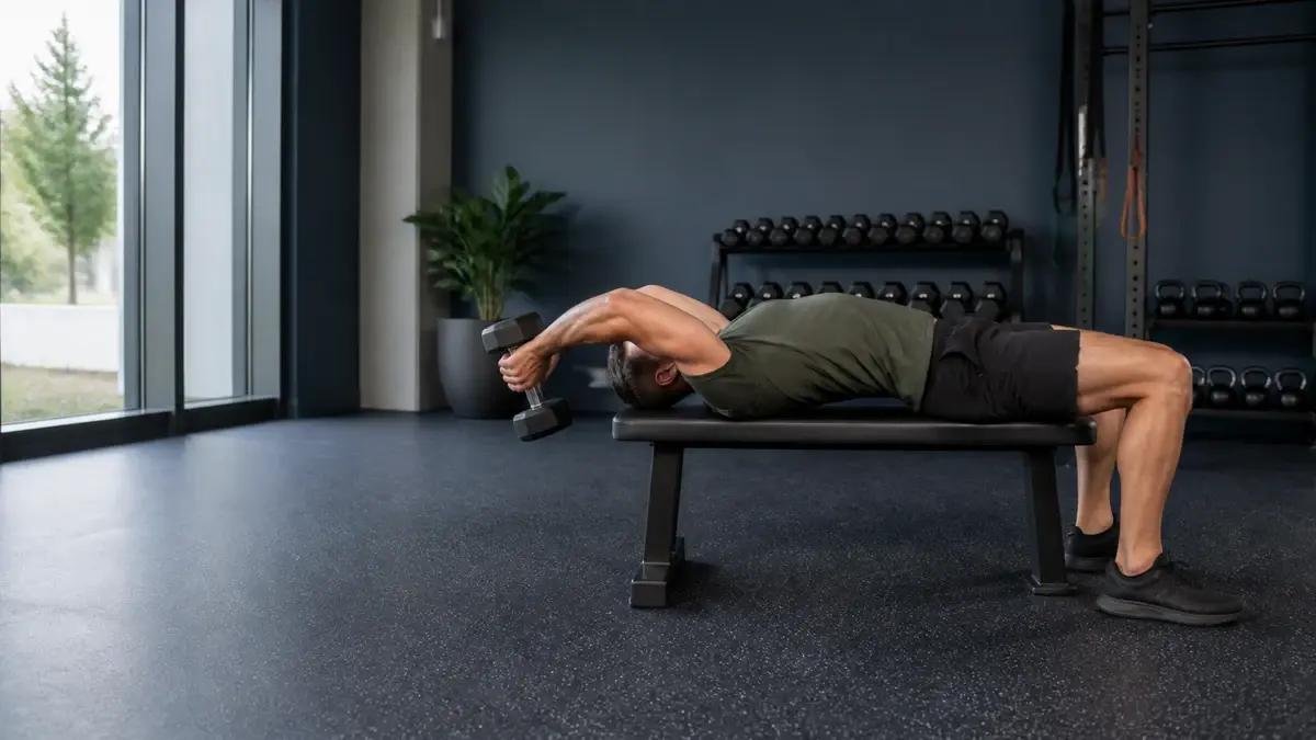 Dumbbell pullover der træner bryst og latissimus liggende